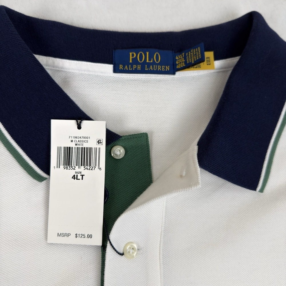 Polo Ralph Lauren Classic Fit Polo Shirt Big &Tall Men's 4XLT White NWT $125 - Picture 2 of 10